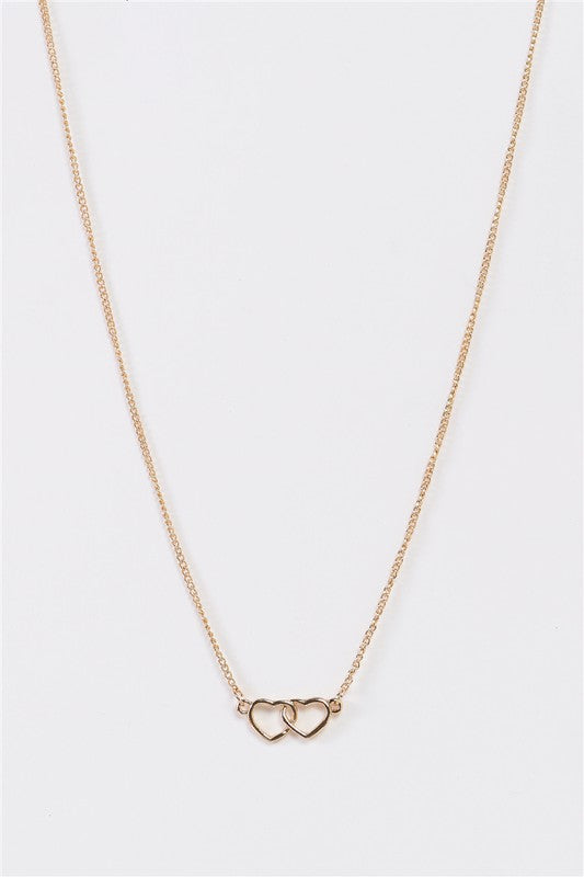 Interlocked Hearts Charm Necklace