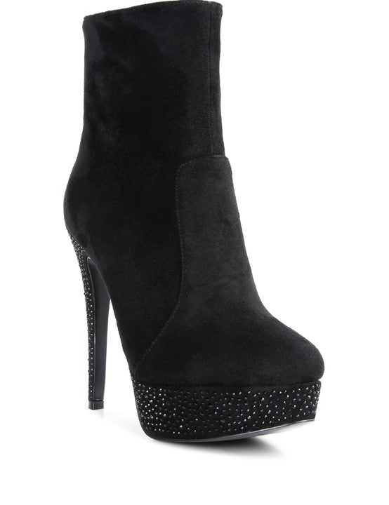 Espiree Microfiber High Heeled Ankle Boots