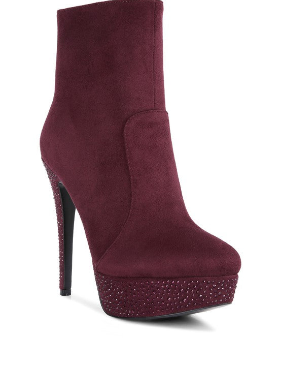 Espiree Microfiber High Heeled Ankle Boots
