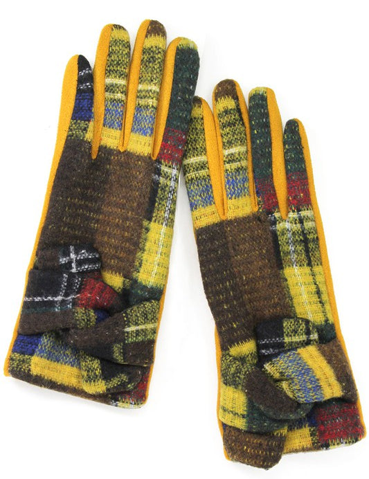 Women's Multi Plaid Pattern Smart Touch Gloves