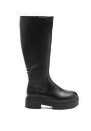 Axle Round Toe Knee High Platform Boots In Black