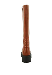 Axle Round Toe Knee High Platform Boots In Black