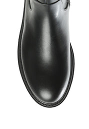 Axle Round Toe Knee High Platform Boots In Black