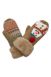 Snowman Mitten With Faux Fur Cuffs