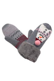 Snowman Mitten With Faux Fur Cuffs