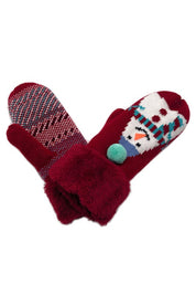 Snowman Mitten With Faux Fur Cuffs
