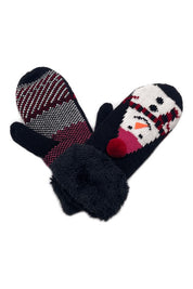 Snowman Mitten With Faux Fur Cuffs