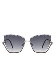 Half Frame Square Tinted Cat Eye Sunglasses