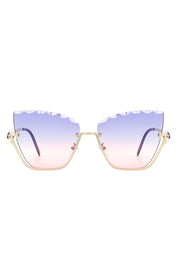 Half Frame Square Tinted Cat Eye Sunglasses