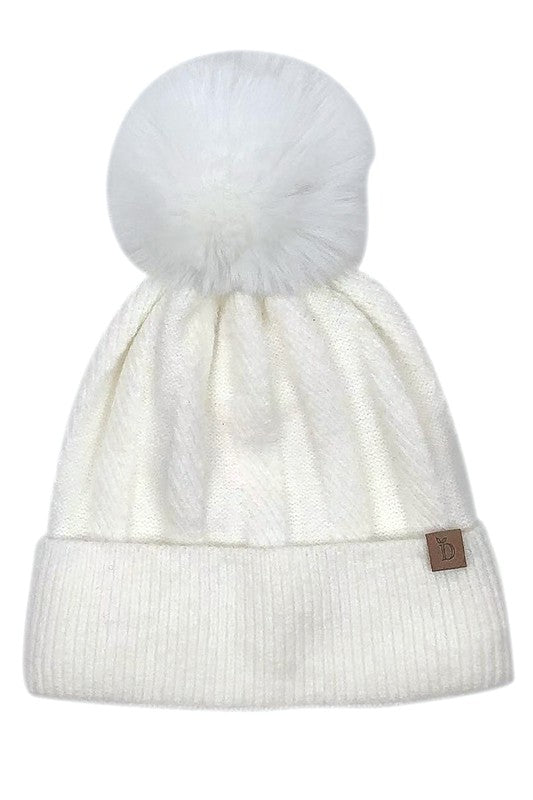 Knitted Beanie With Pom Pom