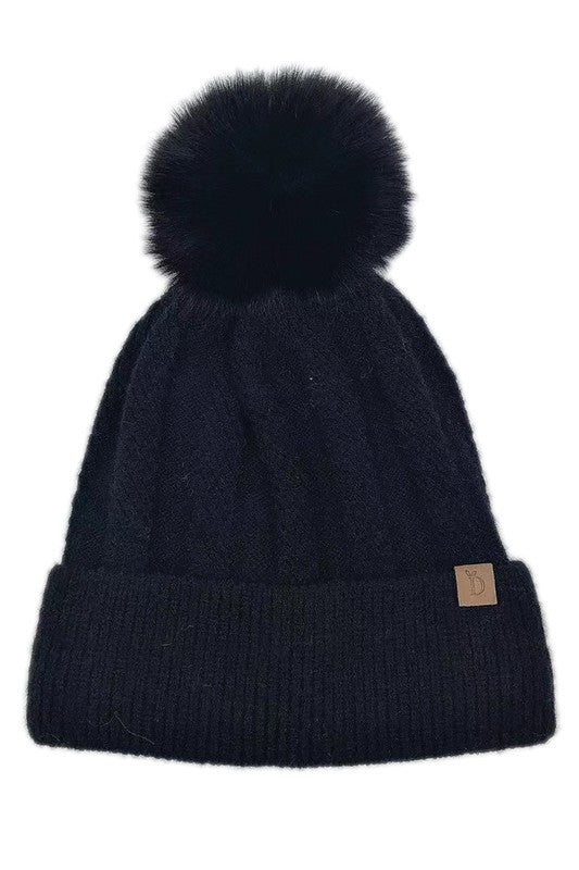 Knitted Beanie With Pom Pom