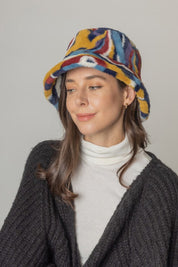 Marble Print Faux Fur Bucket Hat