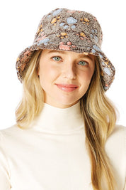Paw Prints Faux Fur Bucket Hat