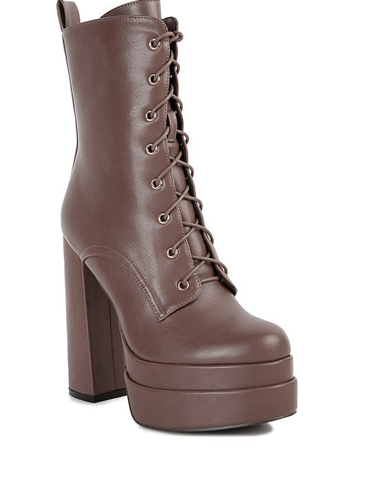 Meows Faux Leather High Heeled Ankle Boots