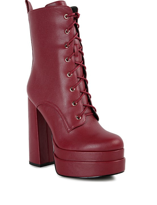 Meows Faux Leather High Heeled Ankle Boots