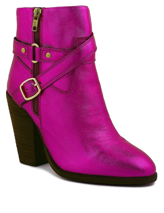 CAT-TRACK Leather Heeled Ankle Boots
