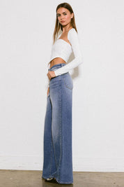 HIGH RISE CENTER LINE WIDE JEANS
