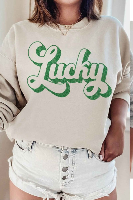 RETRO LUCKY ST PATRICKS DAY GRAPHIC SWEATSHIRT