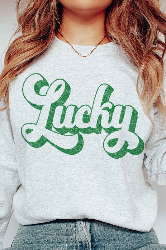 RETRO LUCKY ST PATRICKS DAY GRAPHIC SWEATSHIRT