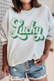 RETRO LUCKY ST PATRICKS DAY GRAPHIC SWEATSHIRT