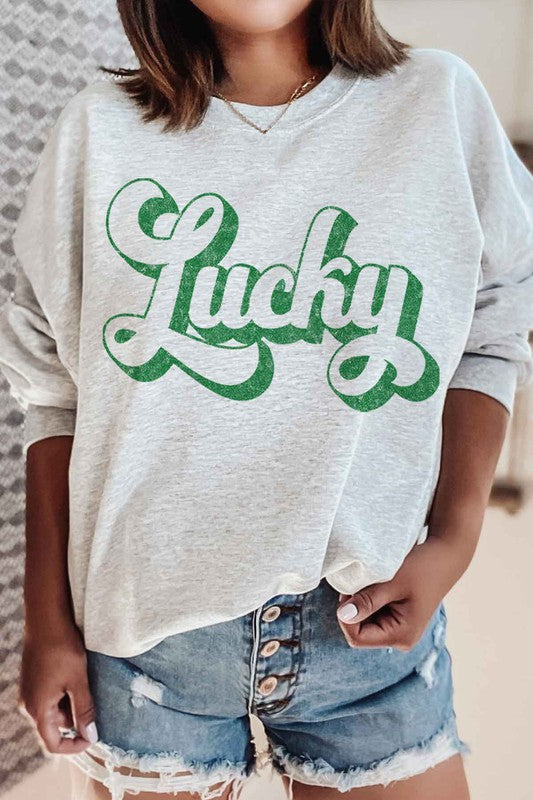 RETRO LUCKY ST PATRICKS DAY GRAPHIC SWEATSHIRT