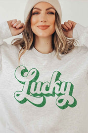RETRO LUCKY ST PATRICKS DAY GRAPHIC SWEATSHIRT