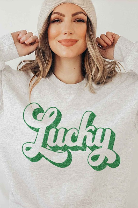 RETRO LUCKY ST PATRICKS DAY GRAPHIC SWEATSHIRT