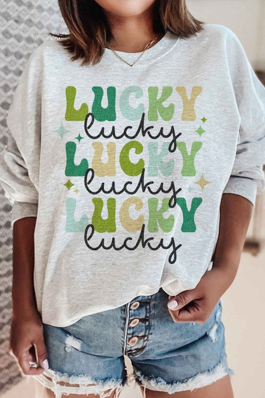 LUCKY ST PATRICKS DAY GRAPHIC SWEATSHIRT