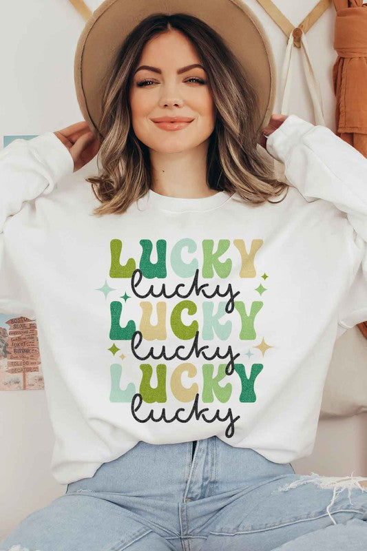 LUCKY ST PATRICKS DAY GRAPHIC SWEATSHIRT