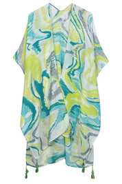 Watercolor Abstract Open Front Kimono