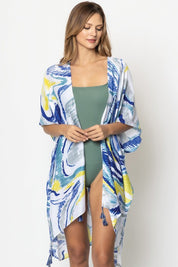 Watercolor Abstract Open Front Kimono