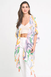 Watercolor Abstract Open Front Kimono