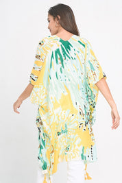 Pastel Floral Print Open Front Kimono