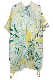 Pastel Floral Print Open Front Kimono