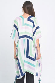 Abstract Print Open Front Kimono
