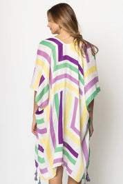 Abstract Print Open Front Kimono