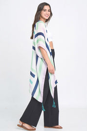 Abstract Print Open Front Kimono