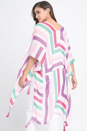 Abstract Print Open Front Kimono