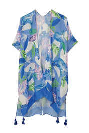 Pastel Palm Leaf Open Front Kimono