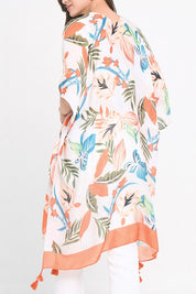 Pastel Palm Leaf Open Front Kimono