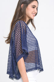 Cropped Mesh Poncho-style Top