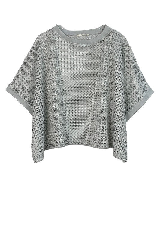 Cropped Mesh Poncho-style Top