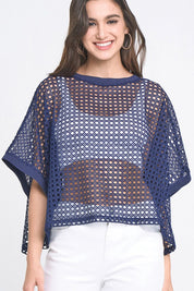 Cropped Mesh Poncho-style Top