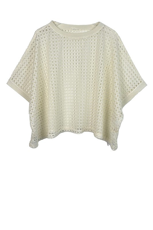 Cropped Mesh Poncho-style Top