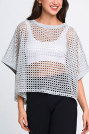 Cropped Mesh Poncho-style Top