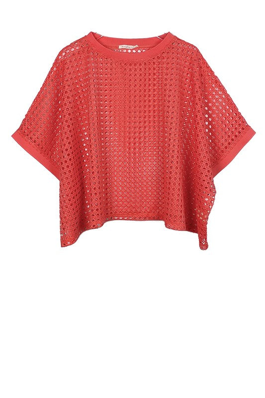 Cropped Mesh Poncho-style Top