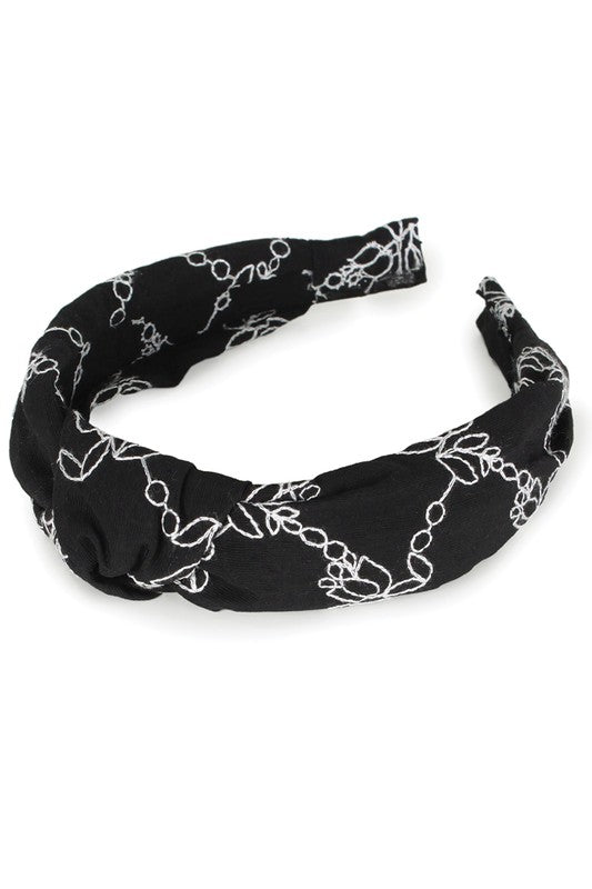 Floral Embroidery Knotted Headband