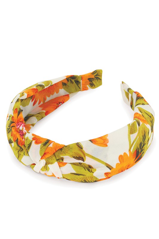 Sunflower Print Knotted Headband