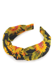 Sunflower Print Knotted Headband