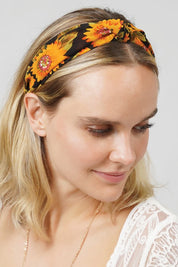 Sunflower Print Knotted Headband